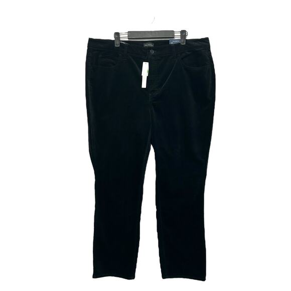 Talbots Velveteen Straight Leg Pants NWT Womens Sz 16WP Black Slimming High Rise - Picture 1 of 6
